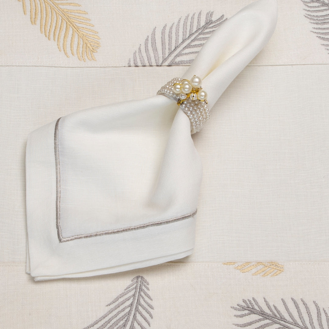 White With Grey Table  Napkin