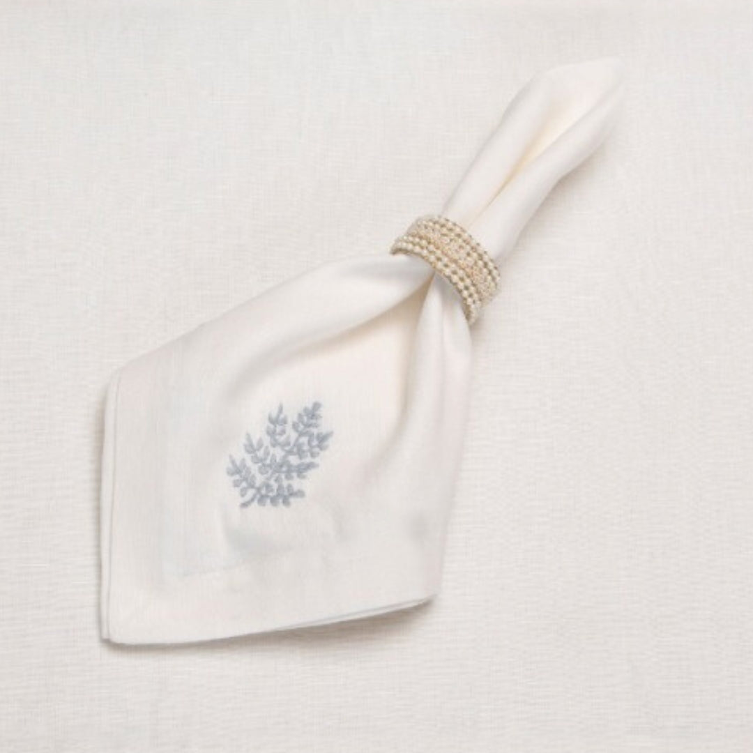 White Leaf Motif Table  Napkin