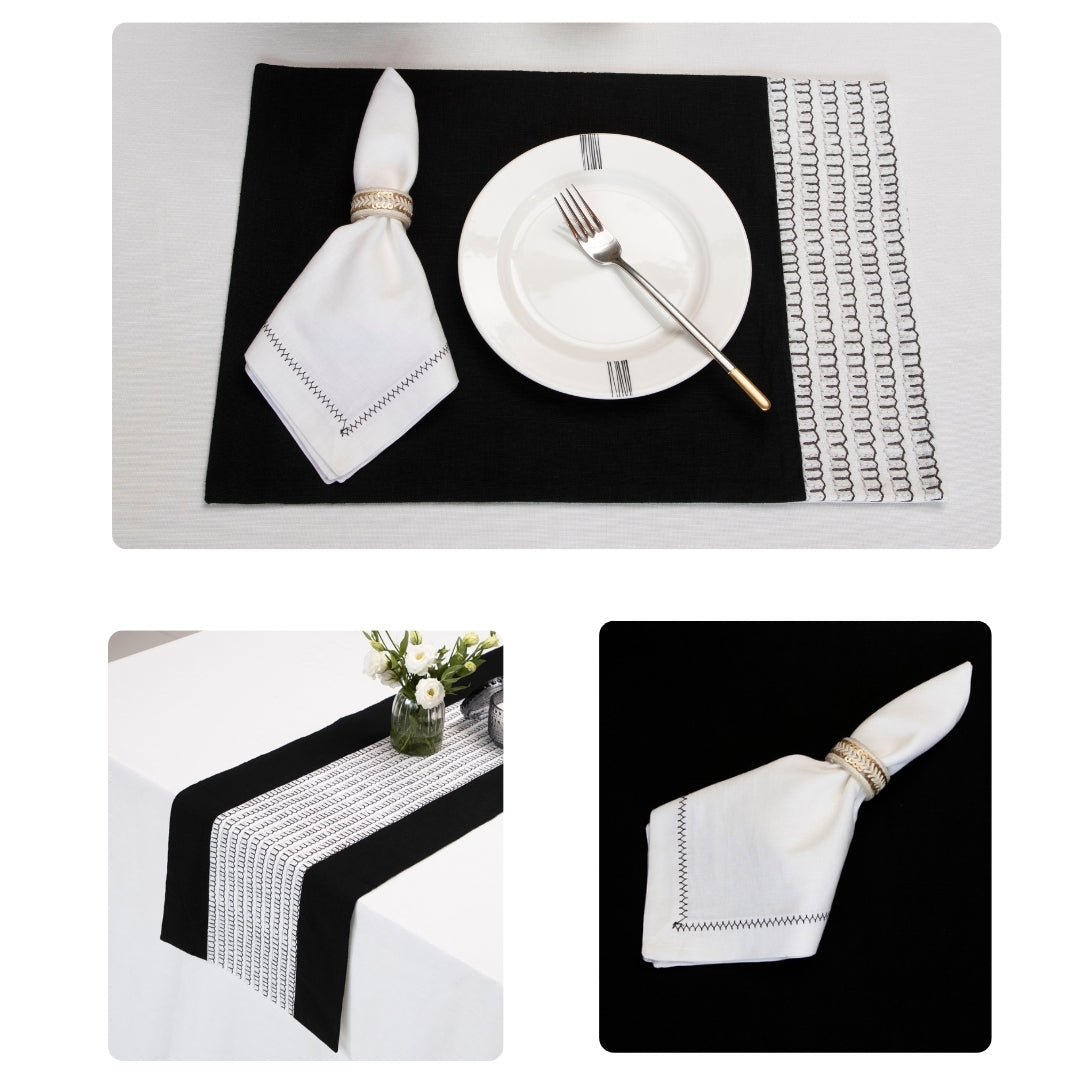 Black & White Table Linen Set