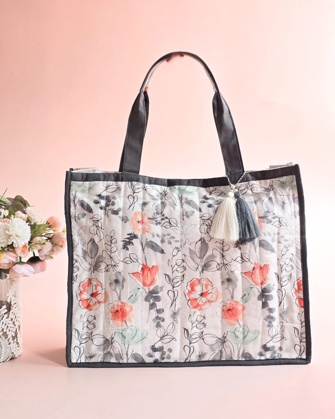 Grey Floral Carry Set