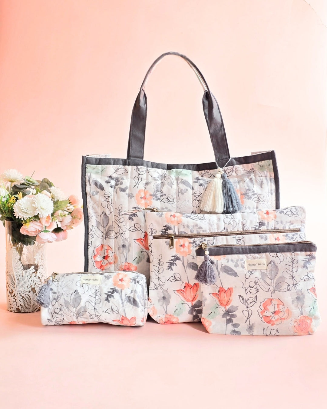 Grey Floral Everyday Set