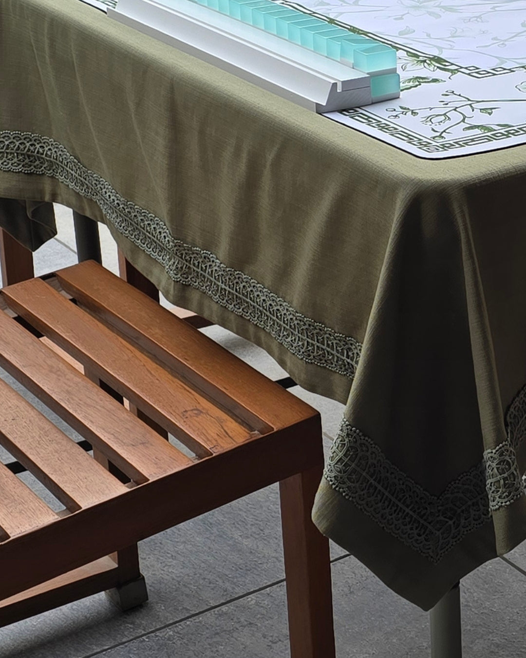 Victorian Olive Mahjong Table Cloth