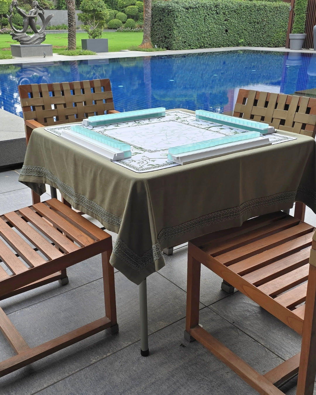 Victorian Olive Mahjong Table Cloth