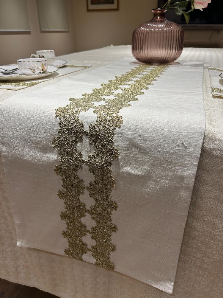 Antique gold Lace table runner
