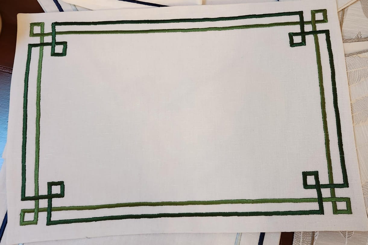 Ivory And Blue Embroidered Table Linen Set