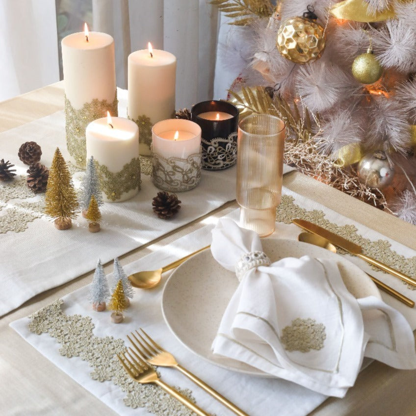 Antique gold Lace table linen set