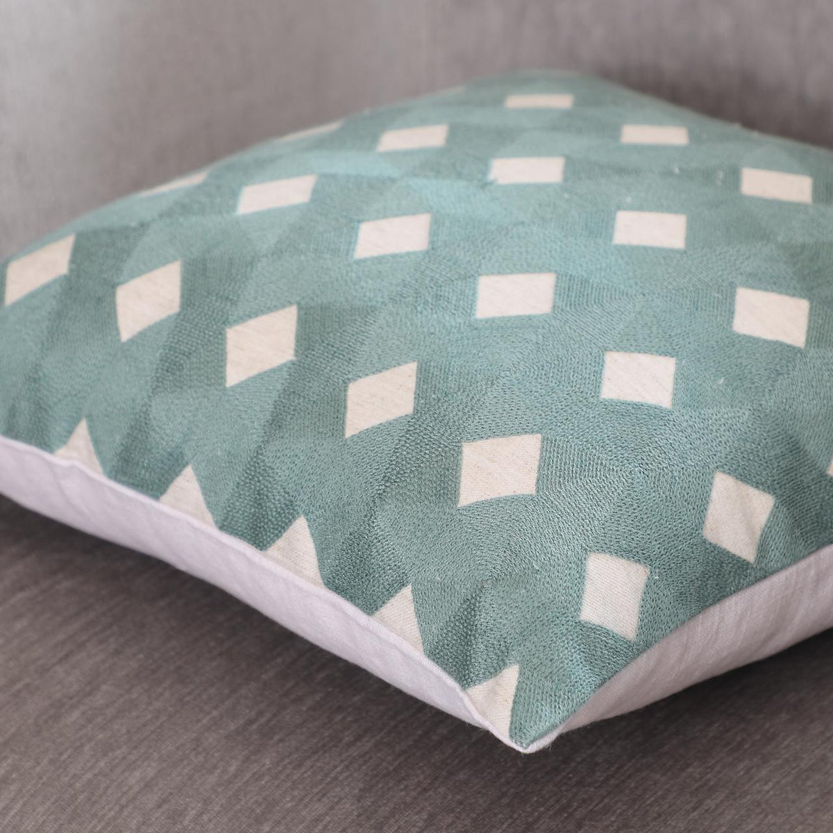 Teal Embroidered Cushion Cover