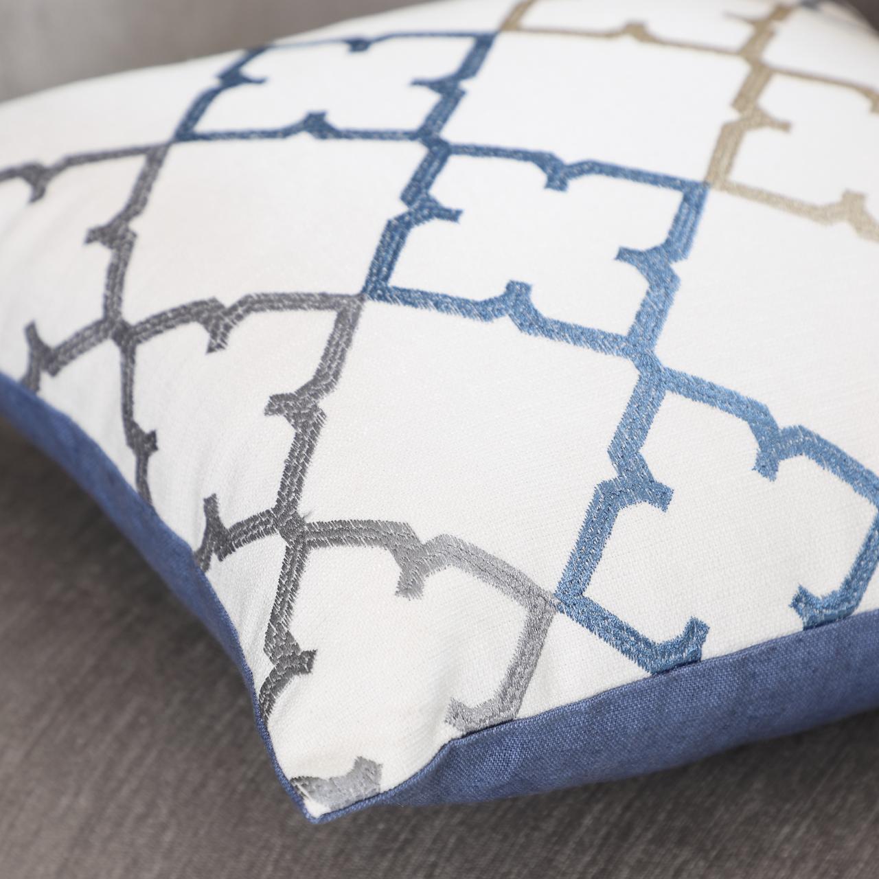 Blue and Gold Embroidered Cushion Cover