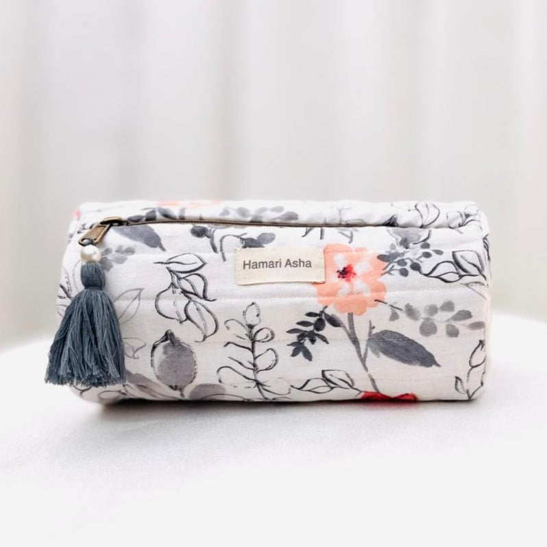 Grey Floral Utility Pouch