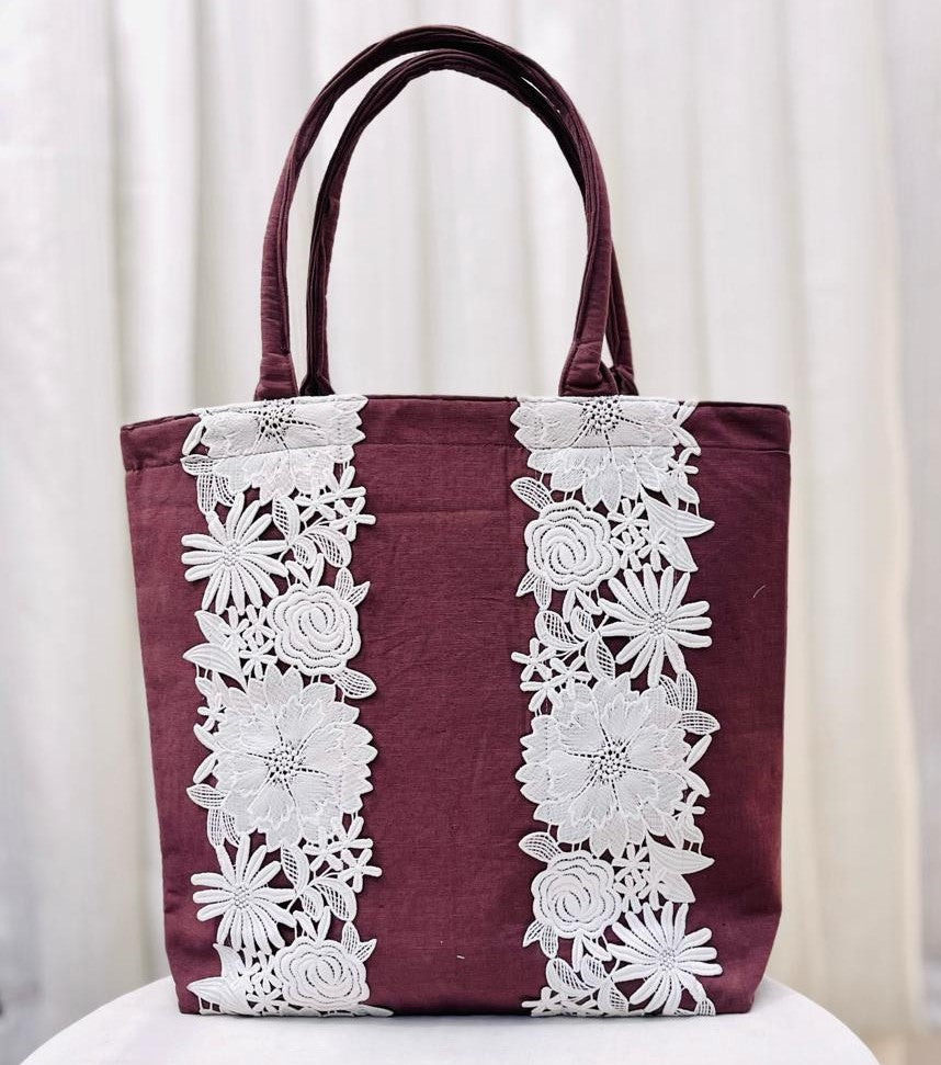 Lace tote bag sale