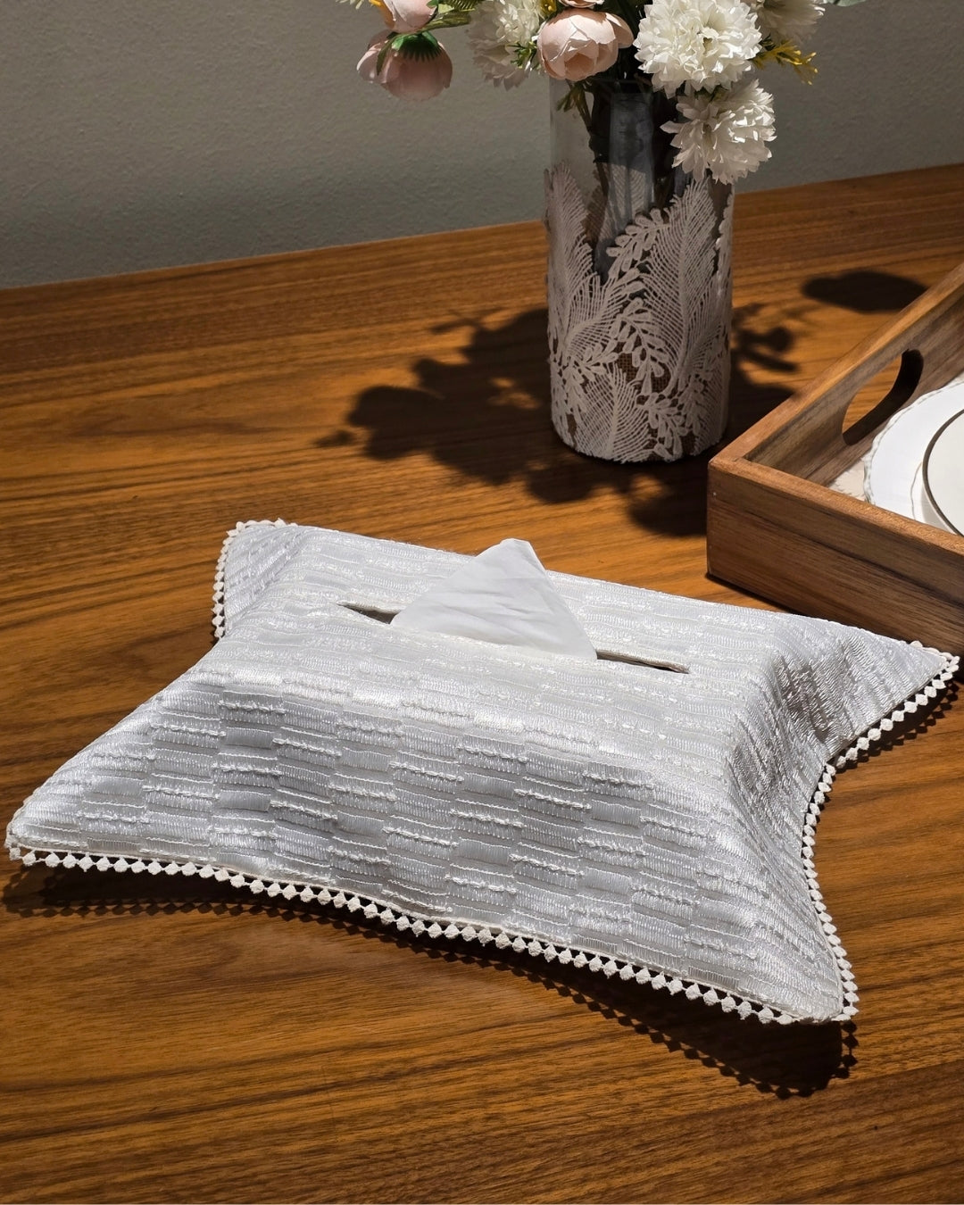White Tissue Box Cover
