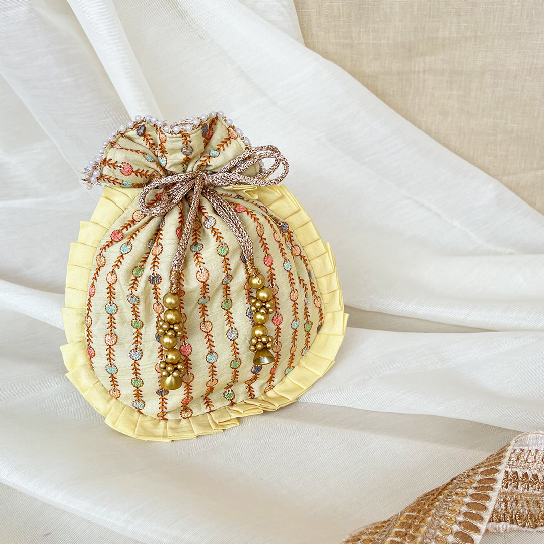 Lemon Yellow Frill  Potli