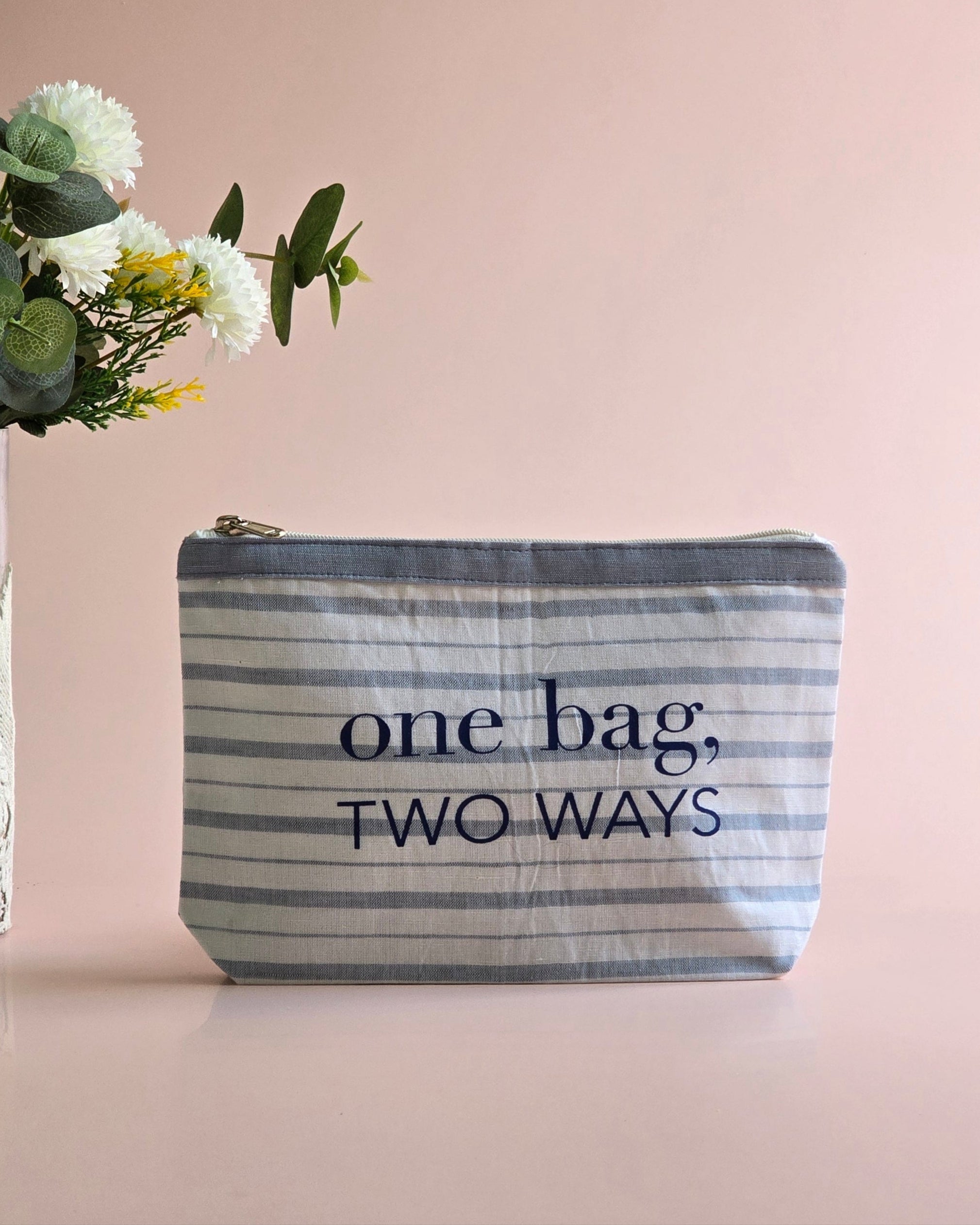 Blue Leaves Make-up-Tasche – Wasserdicht, 22,9 X 17,8 Cm, Mit Reißverschluss