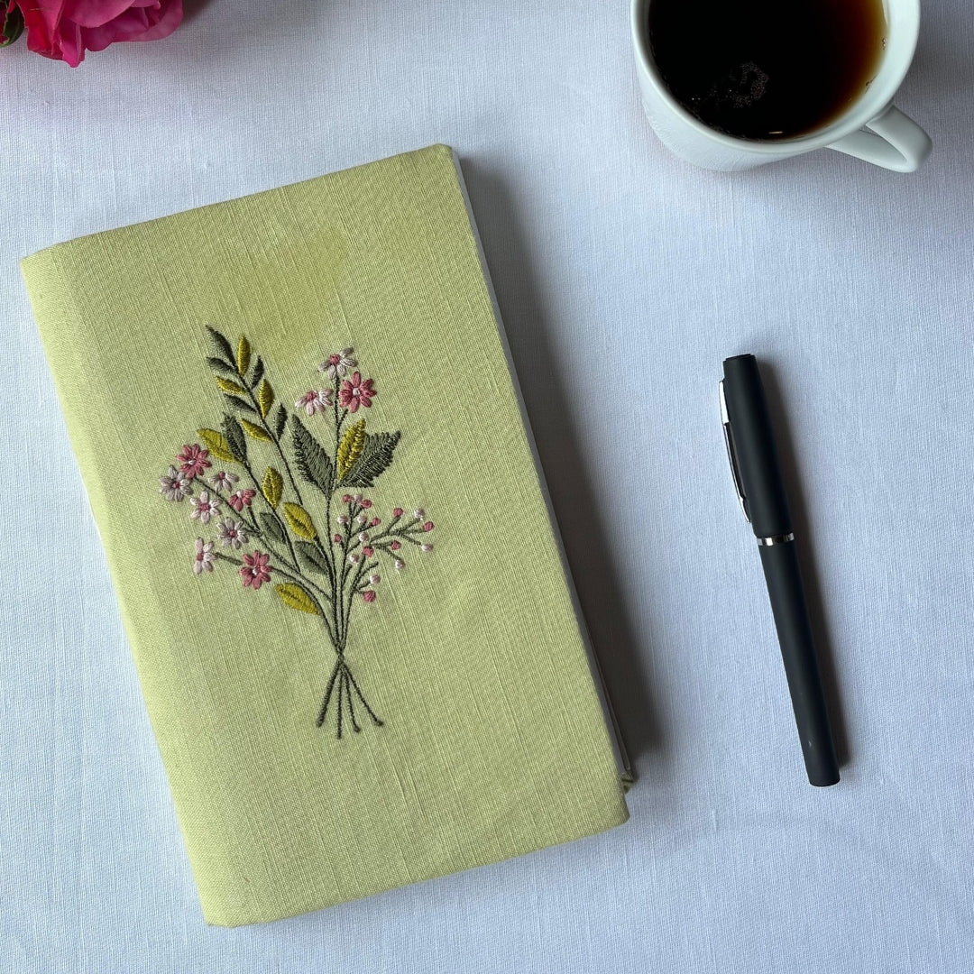 Lemon Green Flower Bouquet Handcrafted Journal