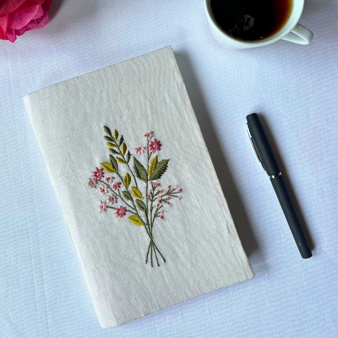 White  Flower Bouquet Handcrafted Journal